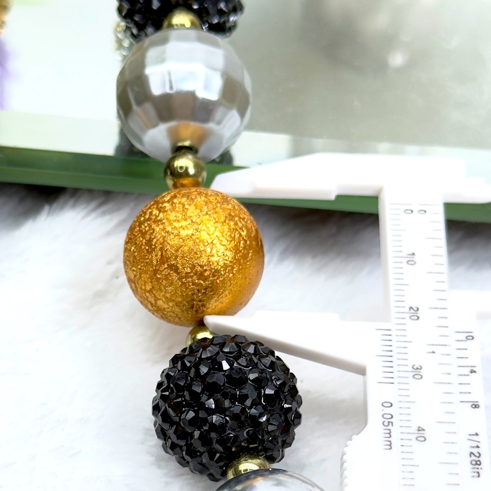 Chunky Black and Gold Beaded Necklace - Picture 6 of 8